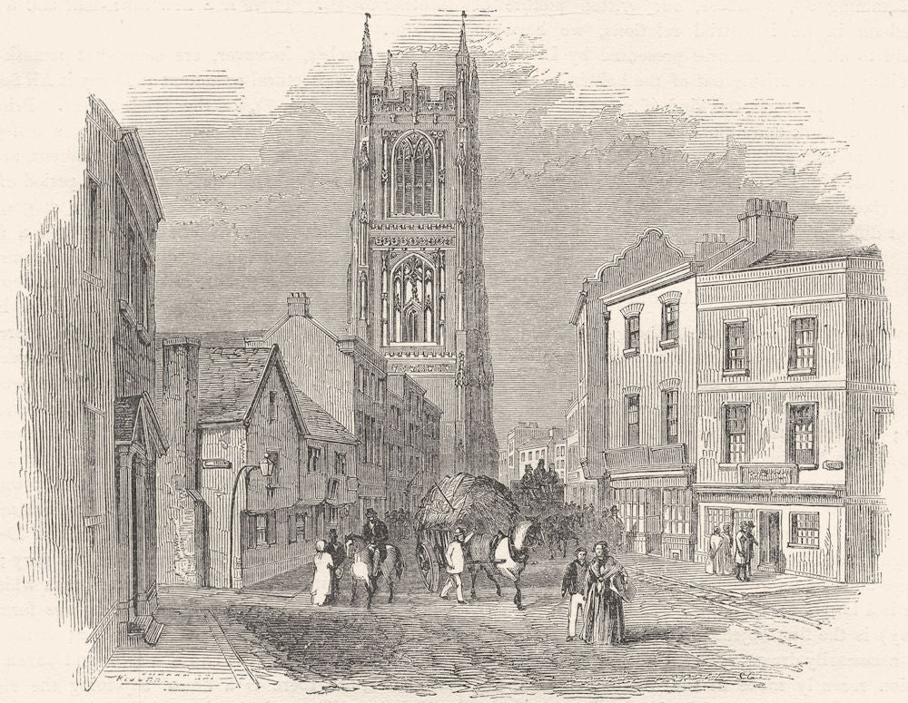 DERBYSHIRE. All Saints, Derby 1850 old antique vintage print picture